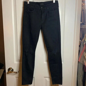 EUC WOMENS MOTHER LOOKER ANKLE FRAY BLACK JEANS SIZE 28